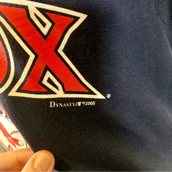Vintage Y2K 2005 Boston Red Sox Navy Crewneck Logo T-Shirt Baseball MLB - Picture 5 of 11